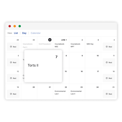 Bar Review Calendar